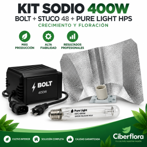 Kit Sodio 400W BOLT + Stuco 48 + Pure Light HPS Grow-Bloom Max